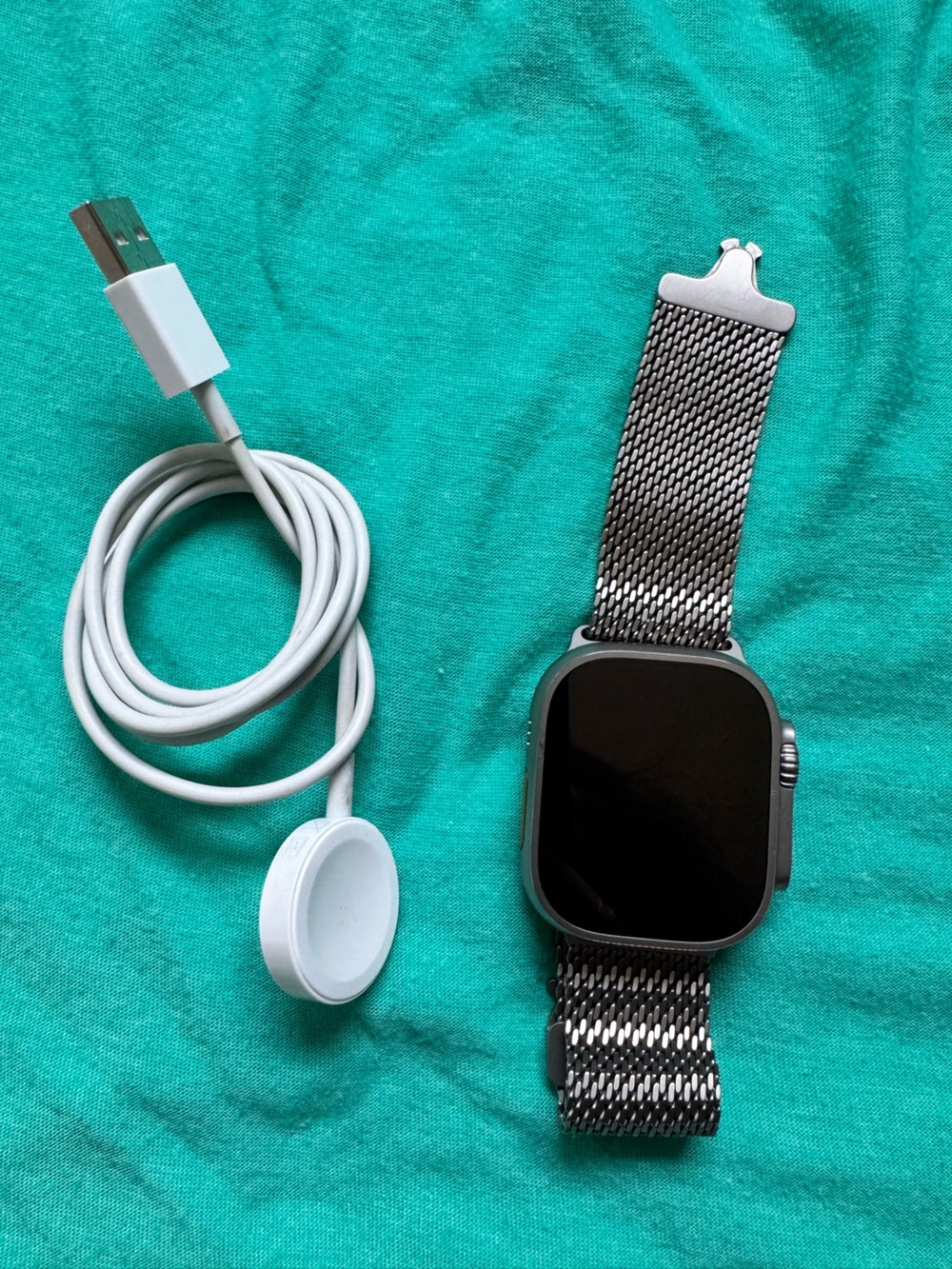 Apple Silver Smartwatch with Stainless Steel Mesh Band